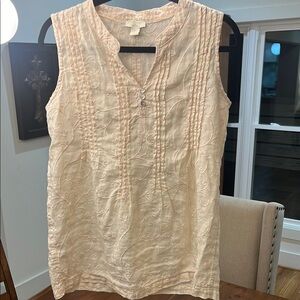 Saint Tropez West Sleeveless Embroidered Peach Linen Blouse